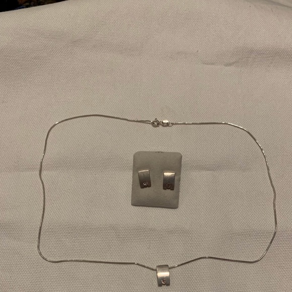 Necklace & earring set, sterling silver - Picture 1 of 8